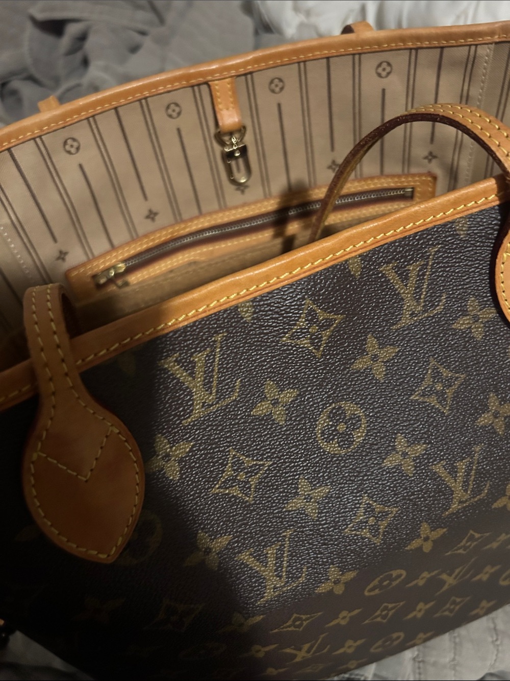 Louis Vuitton Dark Brown Monogram Tote Neverfull mm - Picture 11 of 11